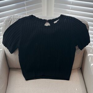 LOFT Black Short Sleeve Knit Top